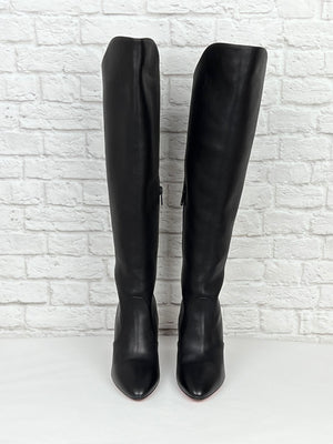 Christian Louboutin Eleonor Botta 85 leather knee-high boots, New, Size 37.5, Black