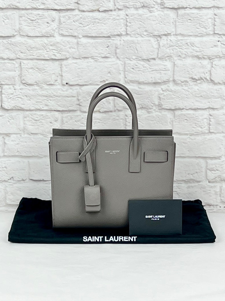 Saint Laurent  Grained Calfskin Nano Sac De Jour, Grey