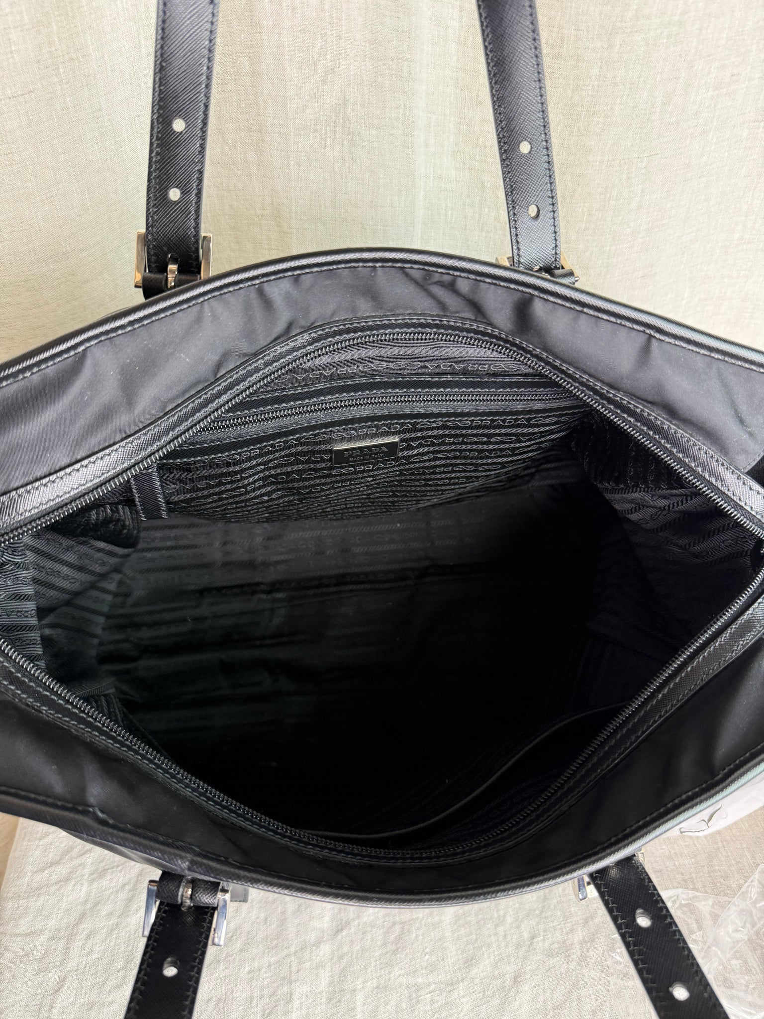 Prada Large Nylon Black Tote Bag