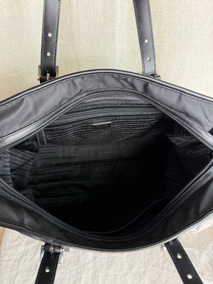 Prada Large Nylon Black Tote Bag