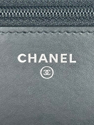 Chanel Boy Wallet on Chain in Black Patent Leather