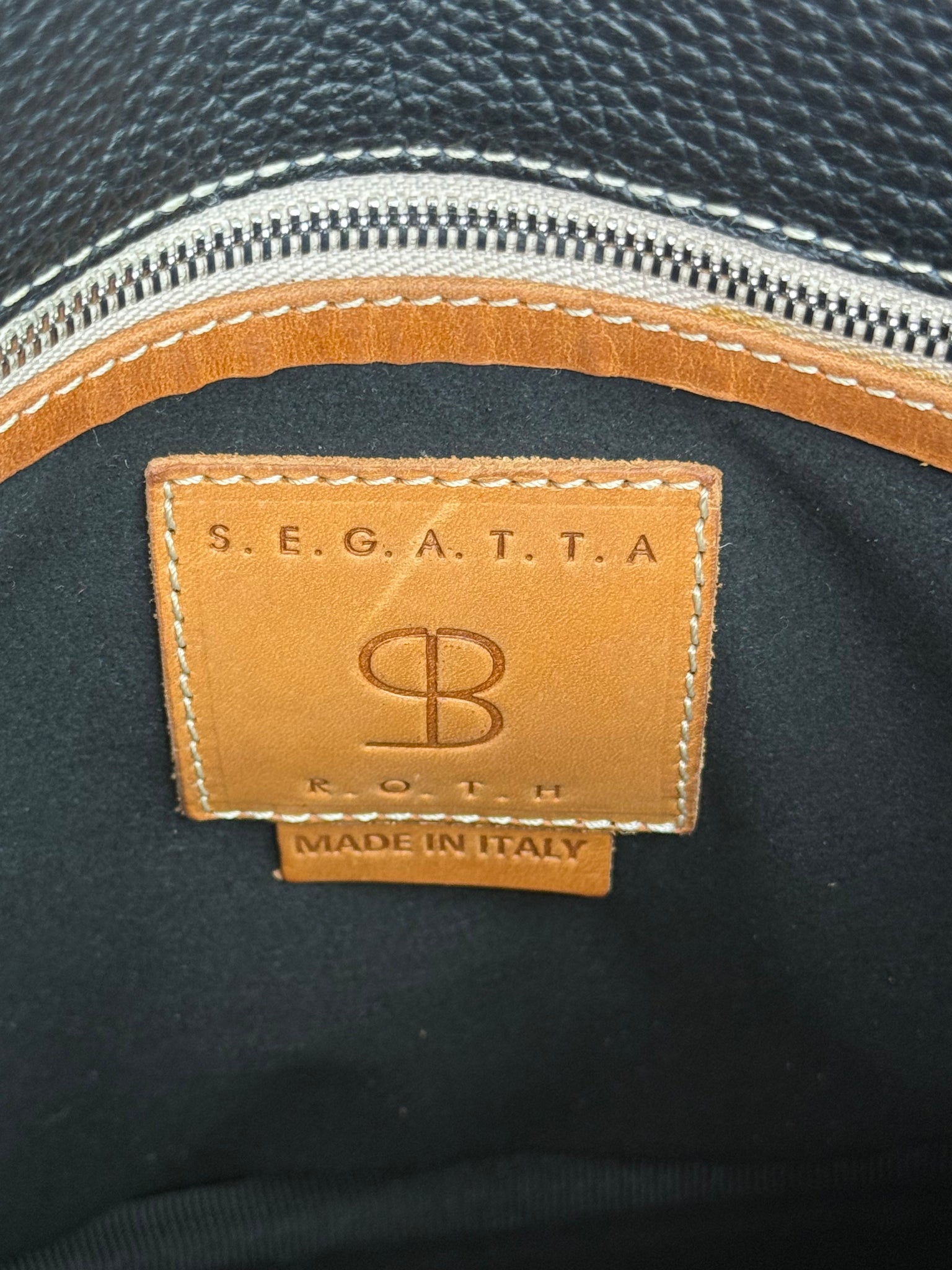 Segatta Roth Black Italian Leather Tote Bag