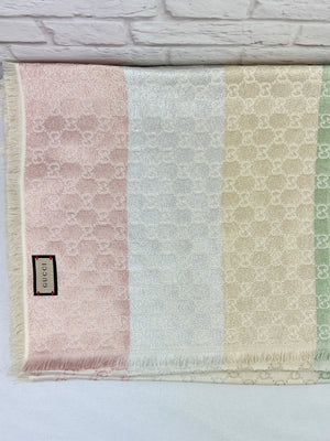 Gucci Jacquard GG Monogram Shimmer Lrg. Square Shawl, Ivory Multicolor