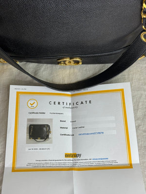 Chanel Vintage Black Caviar Triple CC Shoulder Bag