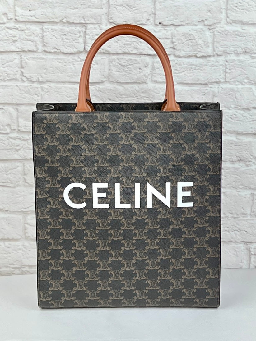 Celine Vertical Cabas Tote Bag, Black/Camel