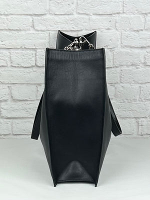 The Row Leather Tote, Black/Silver