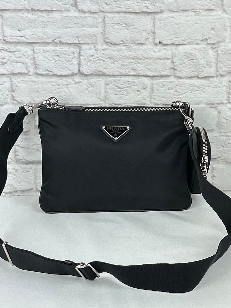 Prada Re-Nylon Messenger Bag, Black