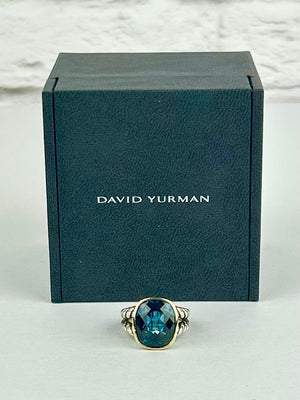 David Yurman Albion® Ring
Sterling Silver with 18K Yellow Gold and Blue Topaz 11mm, Size 5
