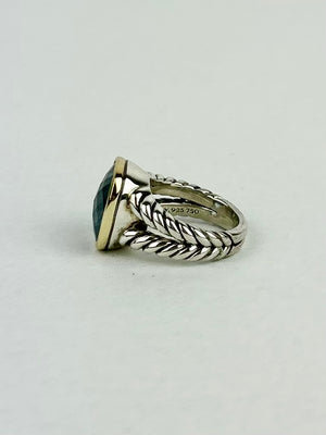 David Yurman Albion® Ring
Sterling Silver with 18K Yellow Gold and Blue Topaz 11mm, Size 5