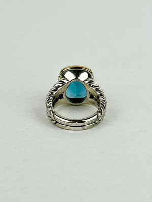 David Yurman Albion® Ring
Sterling Silver with 18K Yellow Gold and Blue Topaz 11mm, Size 5