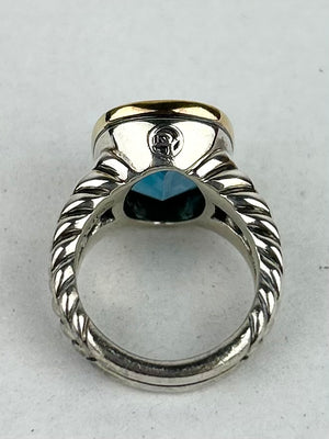 David Yurman Albion® Ring
Sterling Silver with 18K Yellow Gold and Blue Topaz 11mm, Size 5