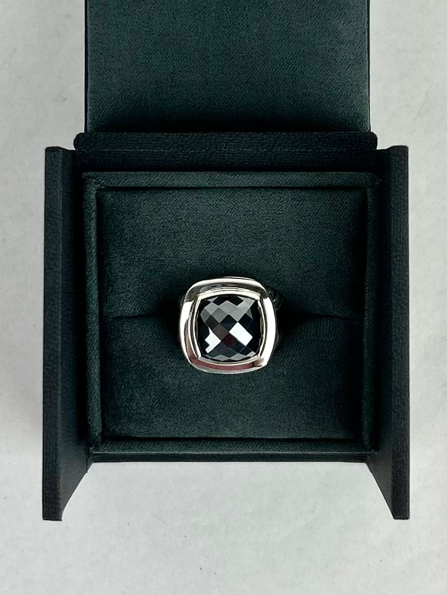David Yurman 15mm Hematite and Sterling Silver Albion Ring Size 51/4