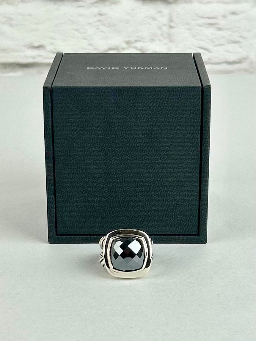 David Yurman 15mm Hematite and Sterling Silver Albion Ring Size 51/4
