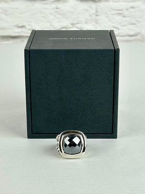 David Yurman 15mm Hematite and Sterling Silver Albion Ring Size 51/4