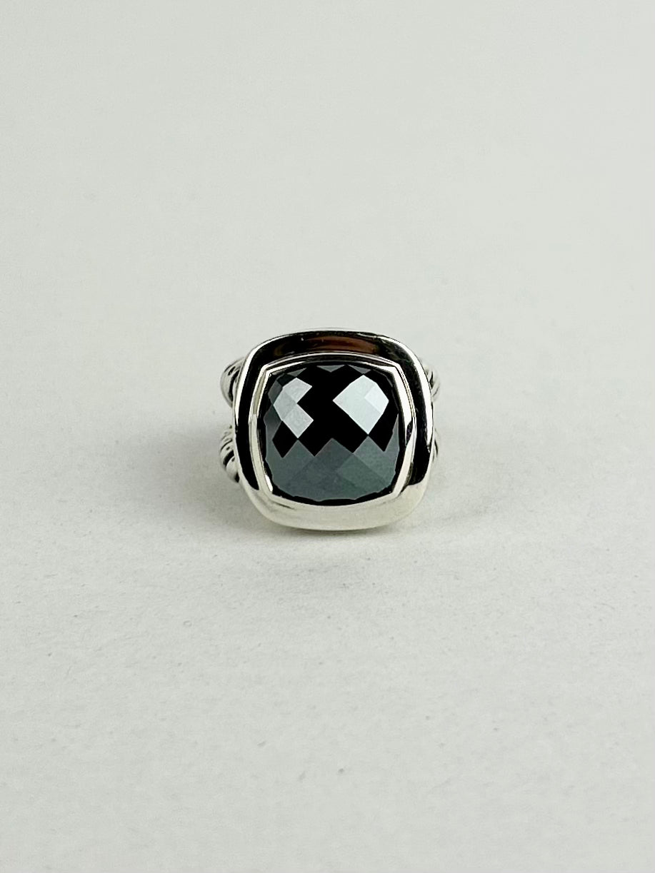 David Yurman 15mm Hematite and Sterling Silver Albion Ring Size 51/4