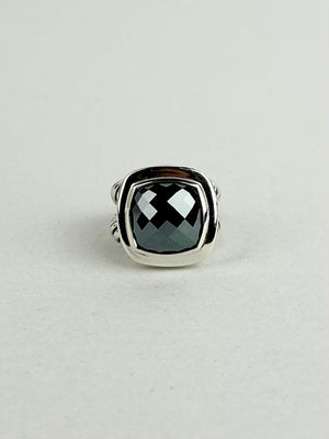 David Yurman 15mm Hematite and Sterling Silver Albion Ring Size 51/4