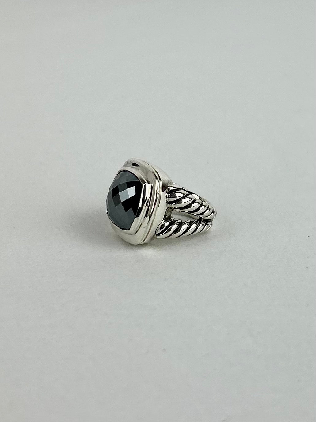 David Yurman 15mm Hematite and Sterling Silver Albion Ring Size 51/4