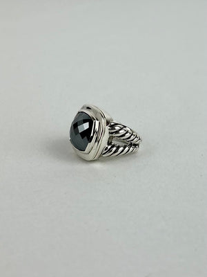 David Yurman 15mm Hematite and Sterling Silver Albion Ring Size 51/4