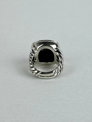 David Yurman 15mm Hematite and Sterling Silver Albion Ring Size 51/4
