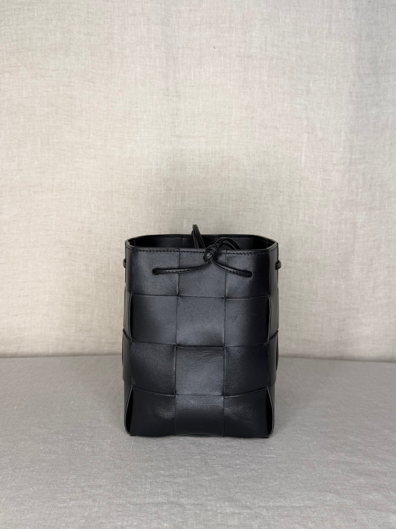 Bottega Veneta Intreccio Mini Bucket Bag in Black Leather