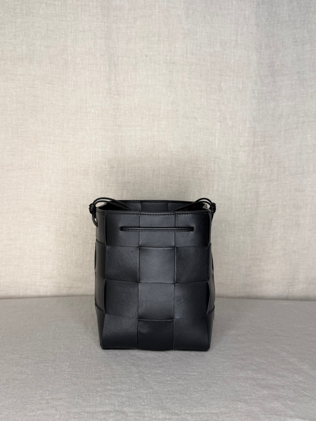 Bottega Veneta Intreccio Mini Bucket Bag in Black Leather