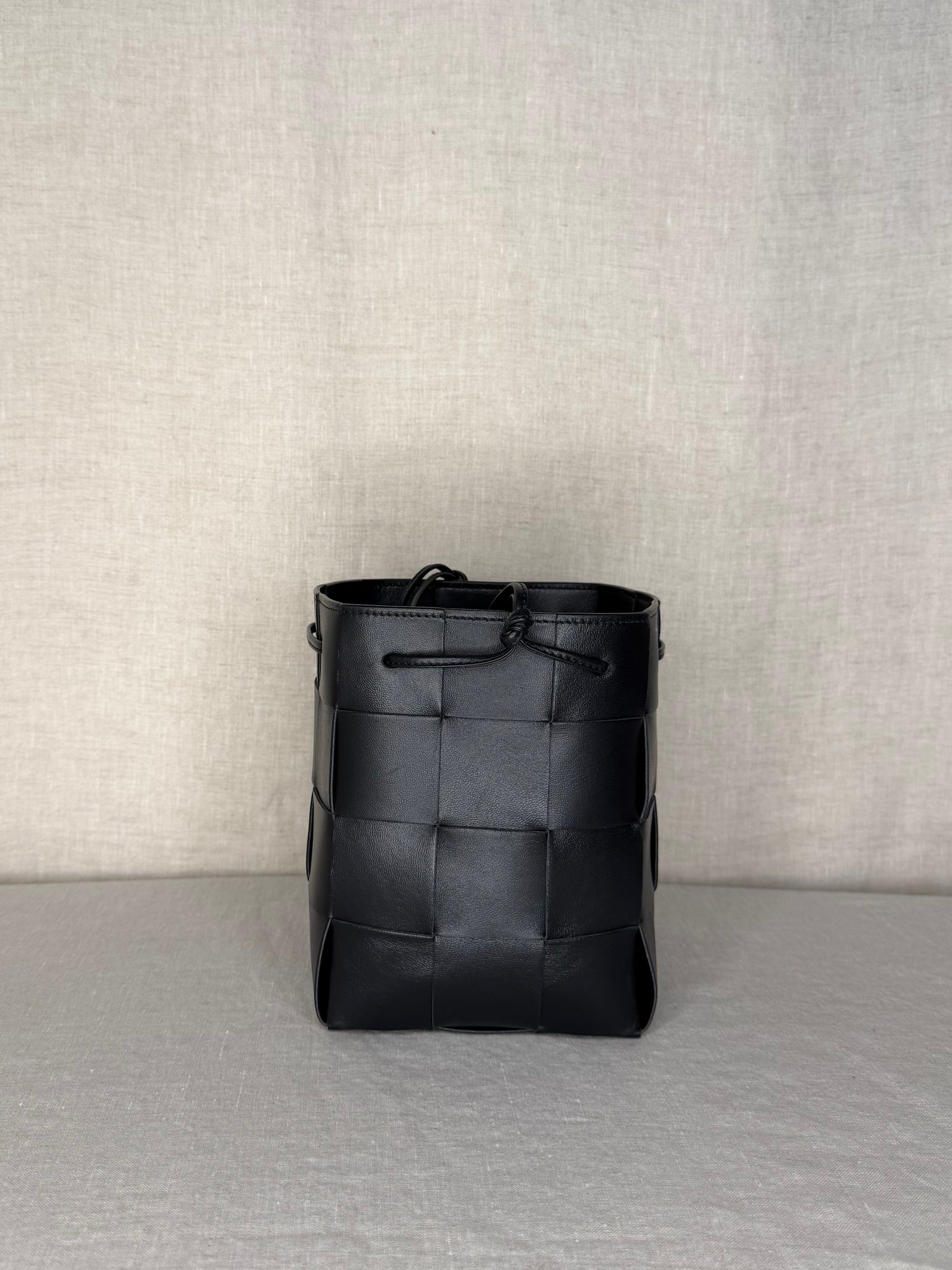 Bottega Veneta Intreccio Mini Bucket Bag in Black Leather