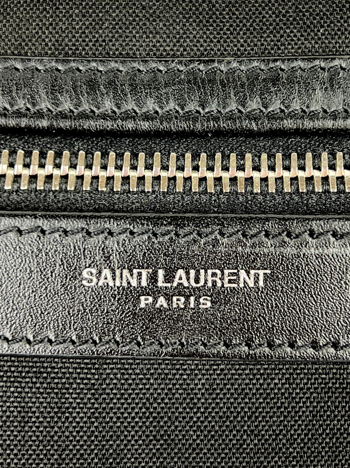 Saint Laurent Lightning Bolt Logo City Backpack in Nylon Canvas and Leather, Black