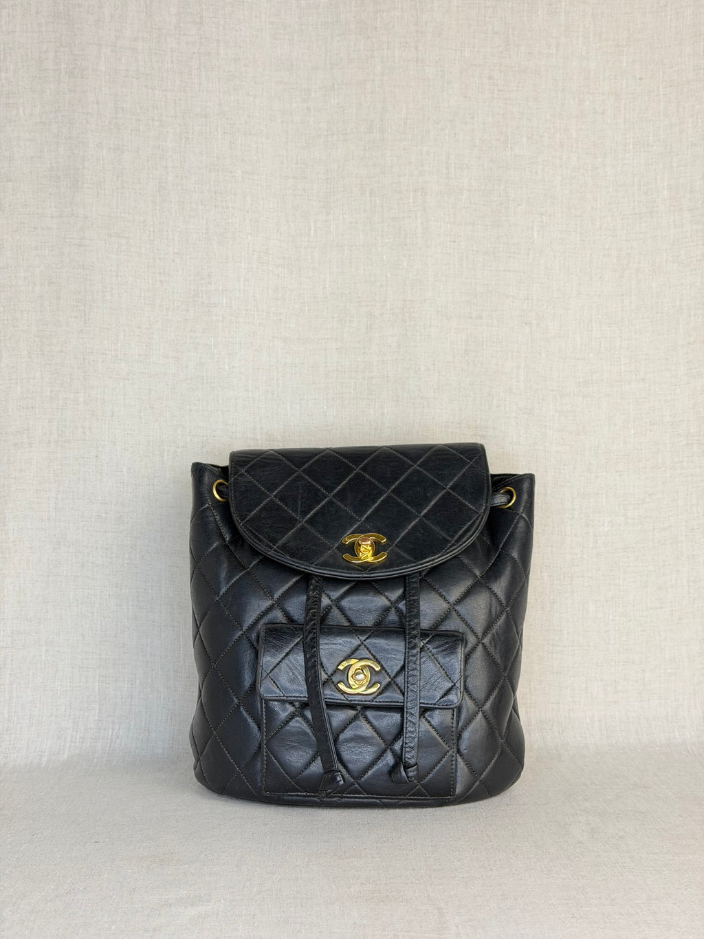 Chanel Lambskin Quilted Drawstring Backpack