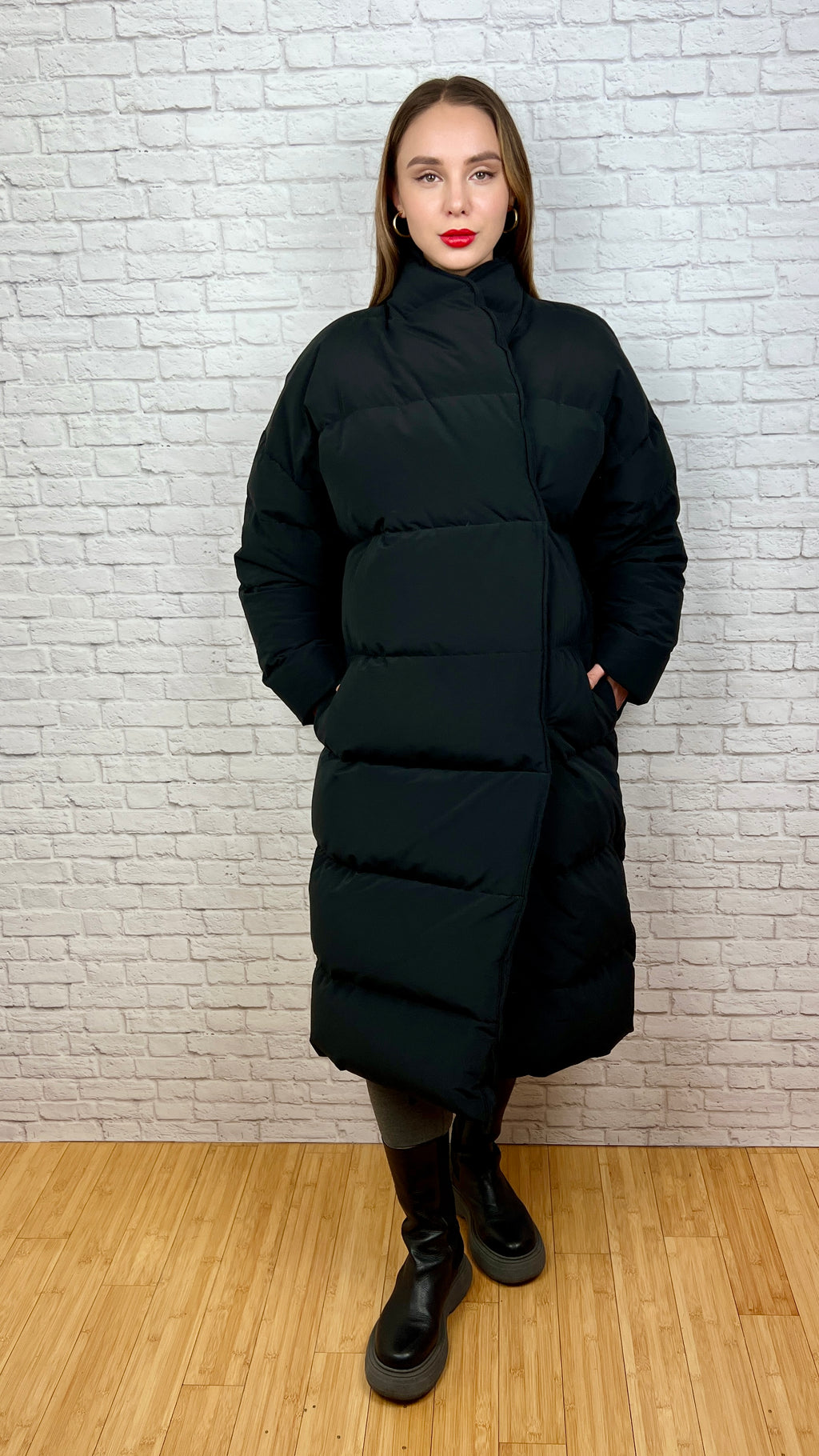 Toteme Long Padded Coat , Size L, Black
