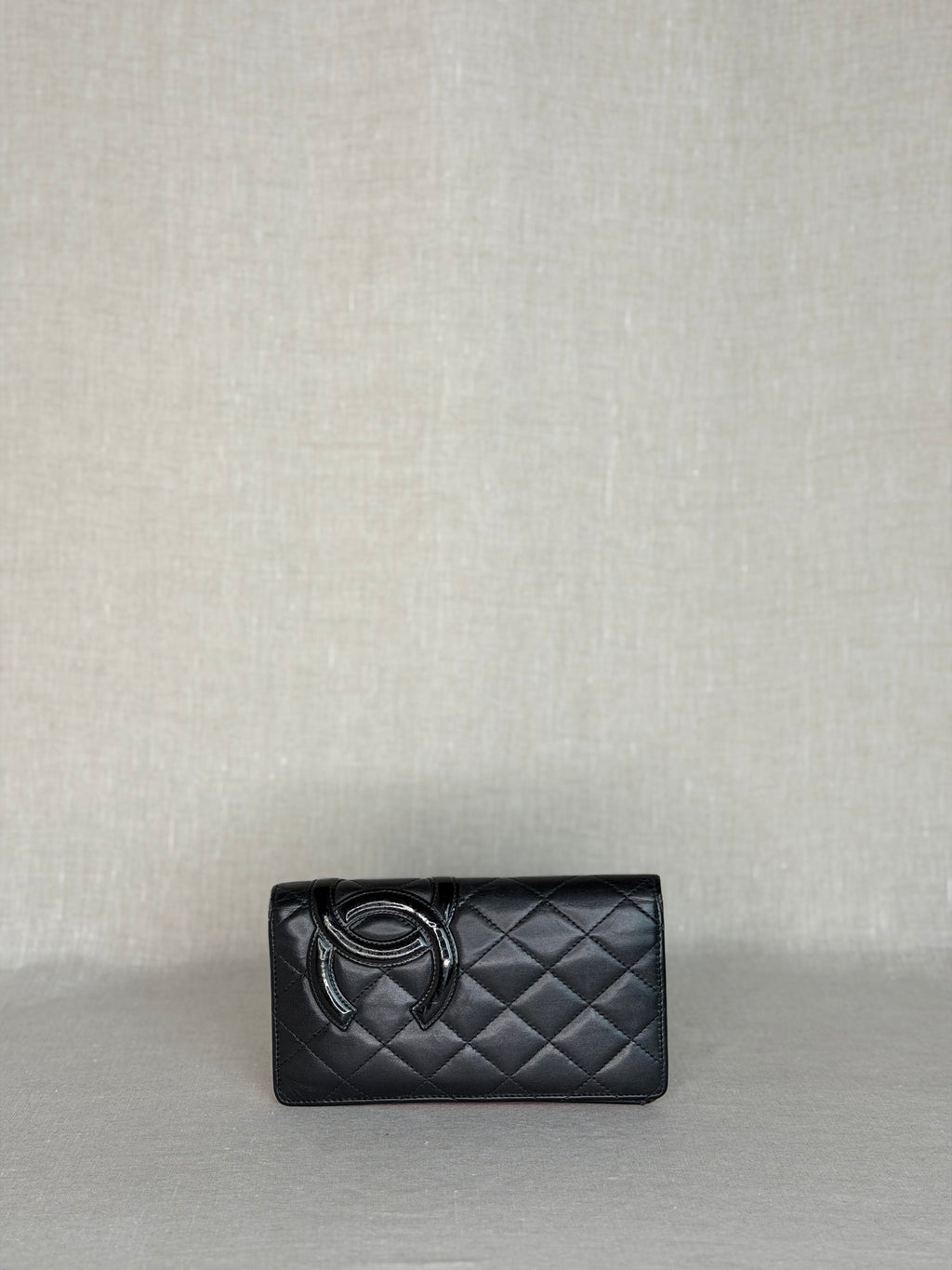 Calfskin Quilted Cambon Yen Wallet - Black