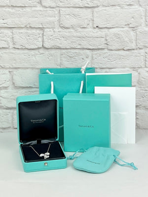 Tiffany & Co. Platinum Diamond Large Paper Flowers Pave Pendant Necklace, New in Box