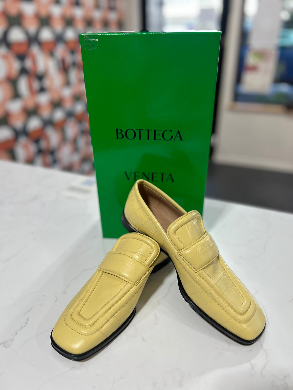 Bottega Veneta Yellow Croc Embossed Loafer