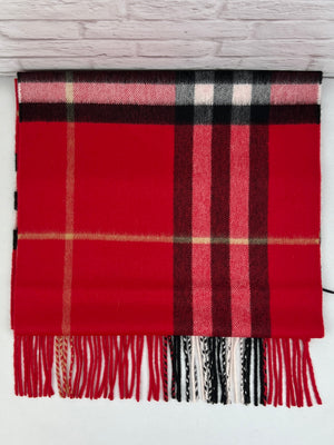 Burberry Giant Check Cashmere Scarf, Military Red, New W/ Tags