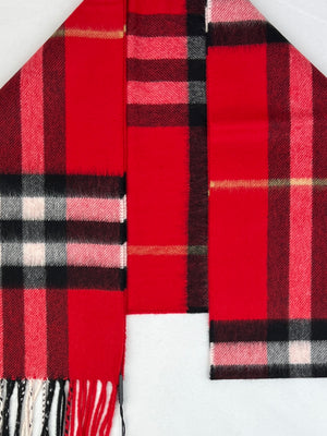 Burberry Giant Check Cashmere Scarf, Military Red, New W/ Tags