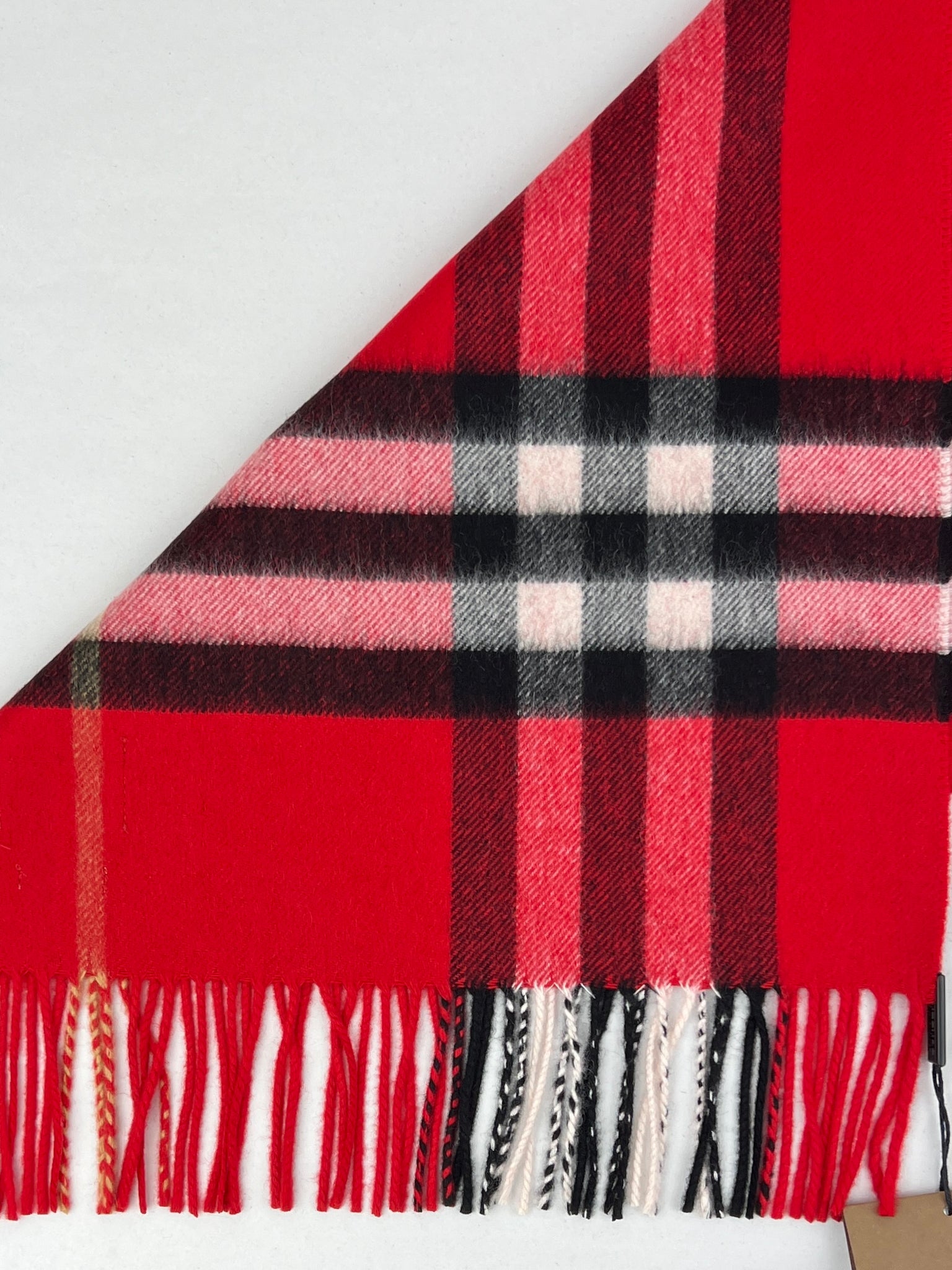 Burberry Giant Check Cashmere Scarf, Military Red, New W/ Tags