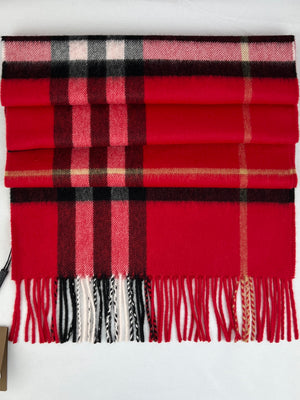 Burberry Giant Check Cashmere Scarf, Military Red, New W/ Tags