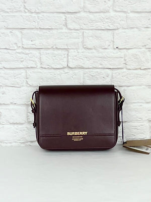 Burberry  Oxblood Leather Small Grace Crossbody Bag, New W/ Tags