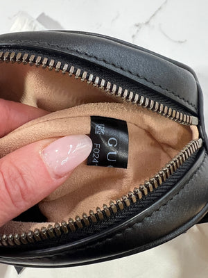 GUCCI Calfskin Matelasse GG Marmont Belt Bag, Size 95-38, Black