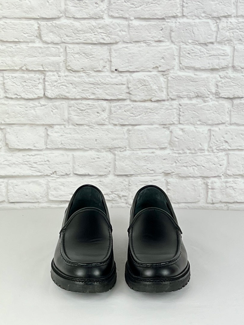 Manolo Blahnik Dineralo Leather Slip-On Loafers, Size 40, Black