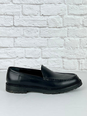 Manolo Blahnik Dineralo Leather Slip-On Loafers, Size 40, Black