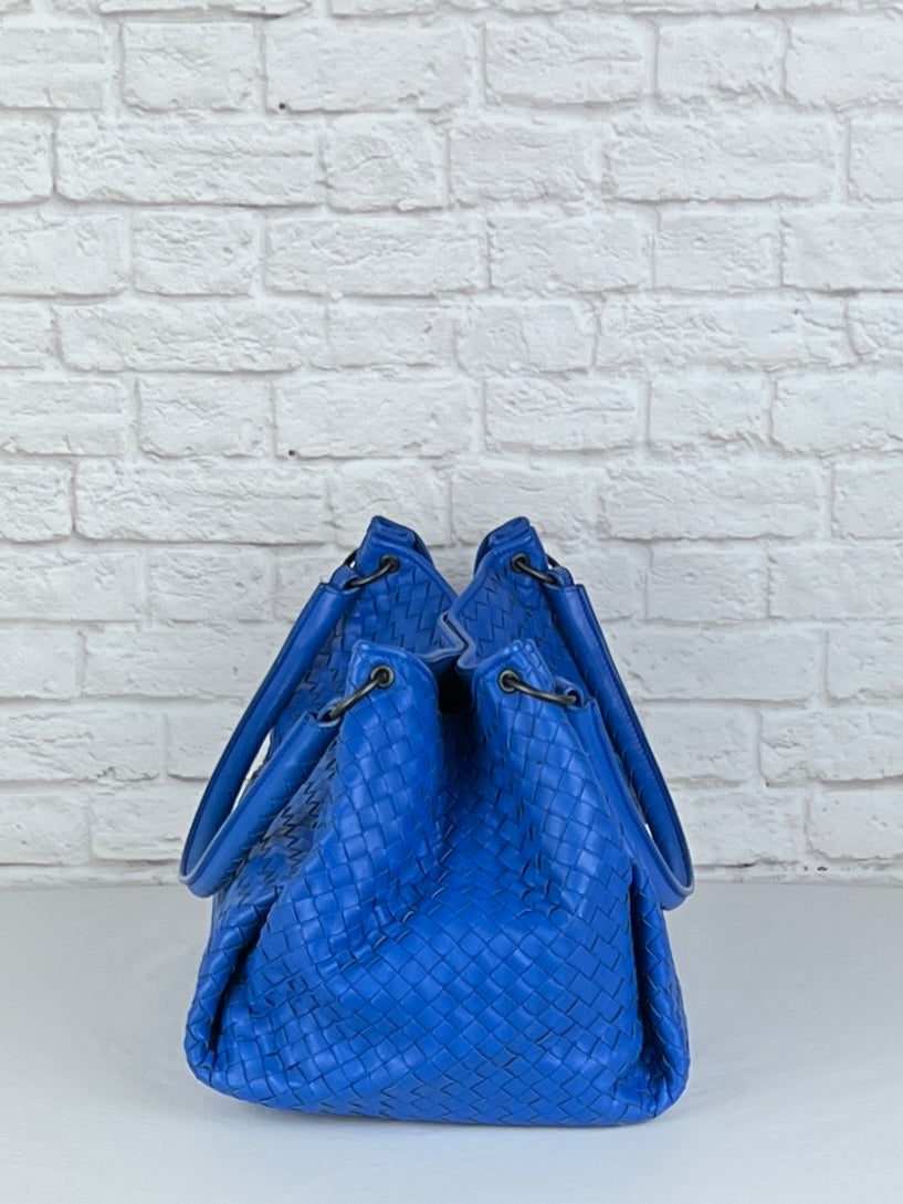 Bottega Veneta Nappa Intrecciato Parachute Bag, Blue