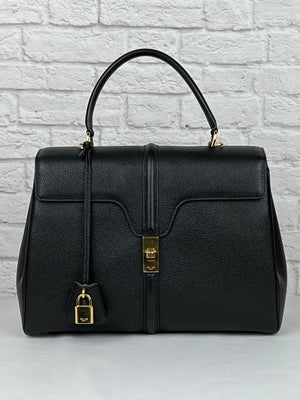 CELINE Medium 16 bag in Grained Calfskin Leather, Black