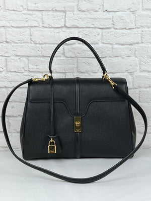 CELINE Medium 16 bag in Grained Calfskin Leather, Black