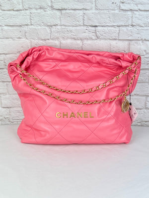 Chanel 22 Hobo Calfskin & Gold-Tone Metal, Pink