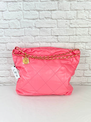 Chanel 22 Hobo Calfskin & Gold-Tone Metal, Pink