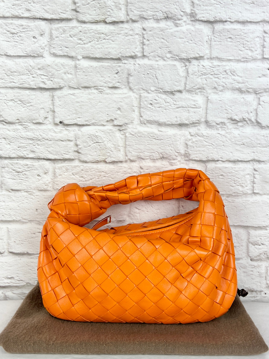 Bottega Veneta Mini Knotted Intrecciato Leather Jodie Bag, Orange