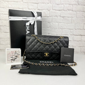 Chanel Classic Caviar Flap Bag, Black/Gold Hardware